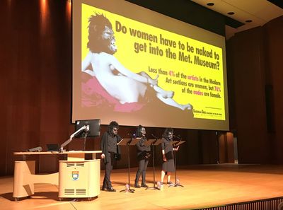 Guerrilla Girls, 'Not Ready to Play Nice' talk at the University of Hong Kong (26 March 2018). Photo: Jill Chun.