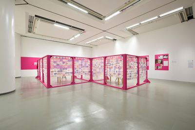 Mónica Mayer, The Clothesline (2019). Exhibition view: Taming Y/Our Passion, Aichi Triennale 2019, Aichi Prefecture (1 August–14 October 2019). Courtesy Aichi Triennale. Photo: Ito Tetsuo.