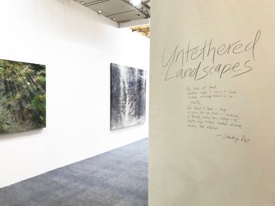 Exhibition view: Tuan Mami, Maryanto, and Cole Stenberg, Untethered Landscapes, Yeo Workshop booth at Art Jakarta (2–5 August 2018).