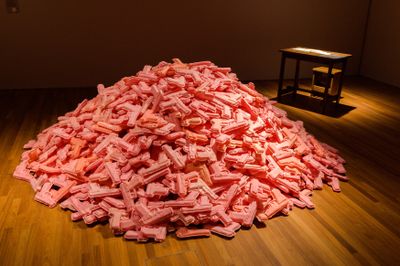FX Harsono, What Would You Do if These Crackers Were Real Pistols? (1977–2018). Exhibition view: Awakenings: Art in Society in Asia 1960s–1990s, National Gallery Singapore (14 June–15 September 2019). Courtesy National Gallery Singapore.