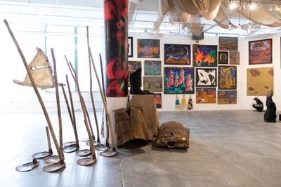 Exhibition view, Focus Kazakhstan, Telling Tales, Thinking Collection, A Survey Exhibition of Kyzyl Tractor Art Collective, Mana Contemporary, 2018, Courtesy Asia Contemporary Art Week (ACAW), Photograph Michael Wilson