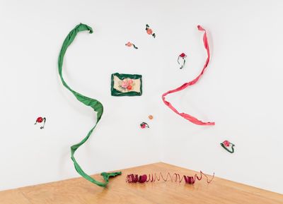 Ree Morton, For Kate (1976). Oil on wood and wire and enamel on celastic. 12 parts; 304.8 × 396.2 × 152.4 cm overall; installation dimensions variable. Courtesy the Estate of Ree Morton and Alexander and Bonin, New York. Photo: Joerg Lohse.