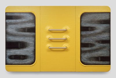 Tishan Hsu, Liquid Circuit (1987). Acrylic, compound, alkyd, oil, aluminium on wood. 229 x 363 x 23 cm. Frederick R. Weisman Art Museum, Minneapolis.