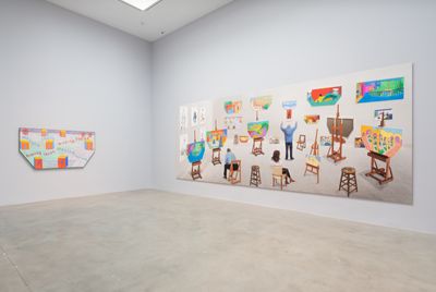 Exhibition view: David Hockney, Something New in Painting (and Photography) [and even Printing], Pace Gallery, 510 West 25th Street, New York (5 April–12 May 2018).