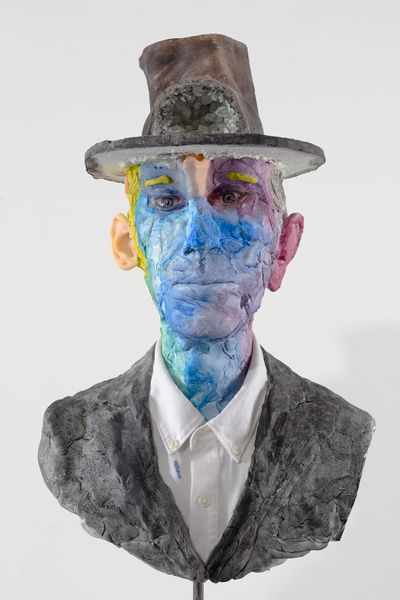 David Altmejd, Bad News (2019). Expanded polyurethane foam, epoxy clay, resin, cement, steel, cotton shirt, acrylic paint, paper, quartz, glass eyes, graphite, coloured pencil and glass gemstone. 72.4 x 30.5 x 31.1 cm. © David Altmejd. Courtesy White Cube.