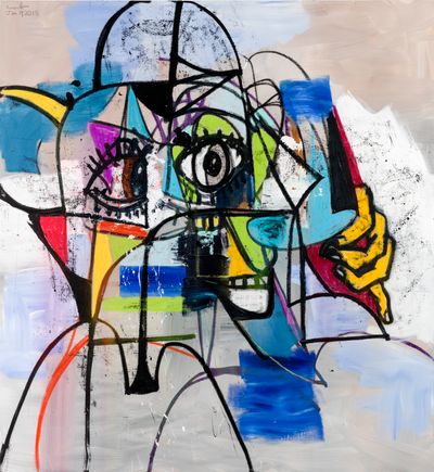 George Condo, Brainscape (2018). Acrylic, metallic paint, pigment stick, charcoal and pastel on linen. 203.2 x 188.24 cm. © George Condo / ARS (Artists Rights Society), New York, 2018.