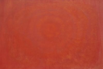 Huguette Caland, Red Sun (1964). Oil on linen. 129.5 x 195.6 cm.