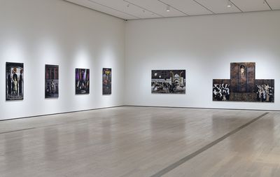 Siamak Filizadeh, works from the series ‘Underground’ (2014). Inkjet prints. Los Angeles County Museum of Art, purchased with funds provided by Kitzia and Richard Goodman through the 2016 Collectors Committee. Exhibition view: In the Fields of Empty Days: The Intersection of Past and Present in Iranian Art, Los Angeles County Museum of Art (6 May–9 September 2018). © Siamak Filizadeh. Photo: © Museum Associates/LACMA.