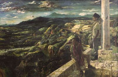S. Sudjojono, Aku Cinta Padamu Tanah Airku (1954). Oil paint on canvas. 90 x 110 cm. Courtesy National Gallery of Indonesia.