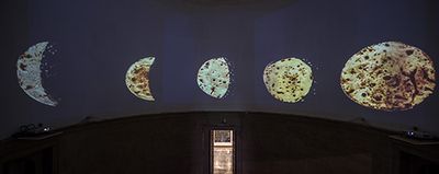 Jitish Kallat, Breath (2012). Seven-channel video. Exhibition view: Here After Here, National Gallery of Modern Art, New Delhi (14 January–14 March 2017).