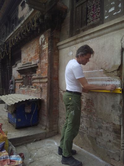 Bart Lodewijks at work during the Kathmandu Triennale (24 March–9 April 2017).