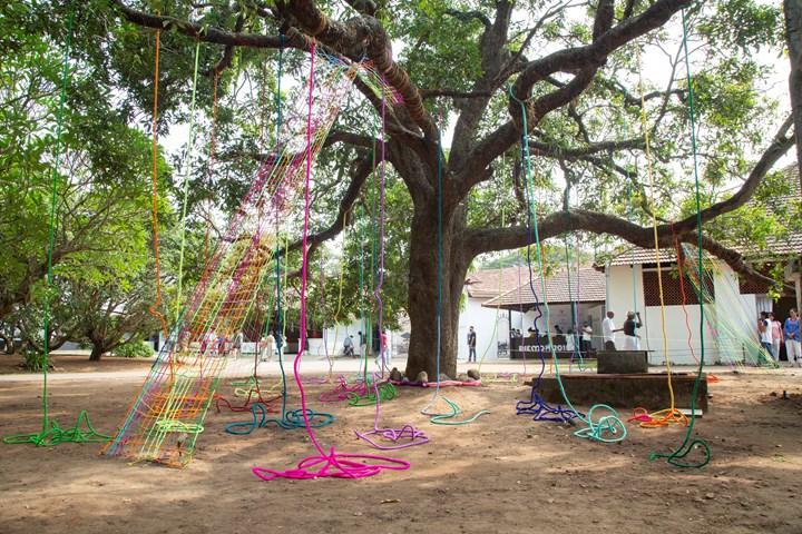 Santha KV, Thasara (2018). Exhibition view: Possibilities for a Non-Alienated Life, Kochi-Muziris Biennale, Kochi (12 December 2018–29 March 2019). Courtesy Kochi Biennale Foundation.