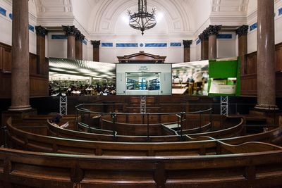 Naeem Mohaiemen, Two Meetings and a Funeral (2017). Exhibition view: Liverpool Biennial 2018: Beautiful world, where are you?, St George’s Hall, Liverpool (14 July–28 October 2018). Courtesy Tate Liverpool. Photo: Thierry Bal.