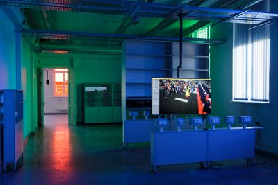 Clemens von Wedemeyer, Transformation Scenario (2018). Multi-channel video installation, colour, sound. 20 min. Exhibition view: Everything Was Forever Until It Was No More, 1st Riga International Biennial of Contemporary Art (2 June–28 October 2018).