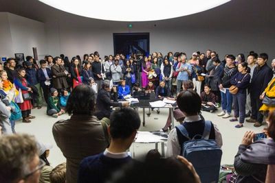 Einstein and Bergson in Three Acts: On Physics and Philosophy (Act I: The Debate). Text by Jimena Canales and read by Raqs Media Collective for the first Theory Opera program of the 11th Shanghai Biennale (12 November 2016–12 March 2017), November, 2016.