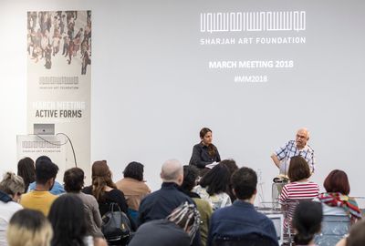 Rasheed Araeen and Saira Ansari discuss art journals Black Phoenix and Third Text at March Meeting 2018: Active Forms, Sharjah (17–19 March 2018).