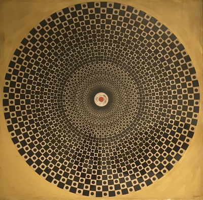 Alan Zie Yongder, Red Dot on Mirror (1964). Oil on canvas. 90.5 x 90.5 cm.