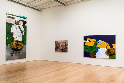 Henry Taylor, The 4th (2012–2017) and THE TIMES THAY AINT A CHANGING, FAST ENOUGH! (2017). Exhibition view: Whitney Biennial 2017, Whitney Museum of American Art, New York (17 March–11 June 2017). Collection of the artist.