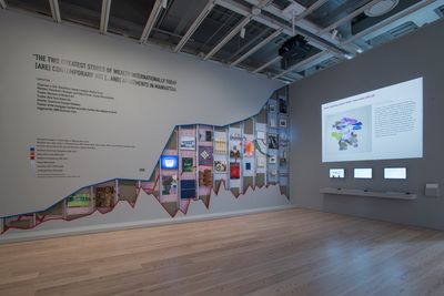Occupy Museums, Debtfair (2017). Thirty artworks and interactive website. Exhibition view: Whitney Biennial 2017, Whitney Museum of American Art, New York (17 March–11 June 2017).