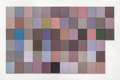 A painting by Ahn Kyuchul features 69 rectangles in different colours. The rectangles each represent colours abstracted from 69 South Korean presidential campaign posters.