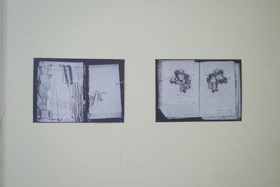 manuel arturo abreu, Untitled (Herramienta, FamilySearch) (2018–ongoing). Archival genealogical records, asemic writing, printed matter. Dimensions variable. Commissioned and produced by the Athens Biennale. Exhibition view: 7th Athens Biennale, ECLIPSE, Athens (24 September–28 November 2021).