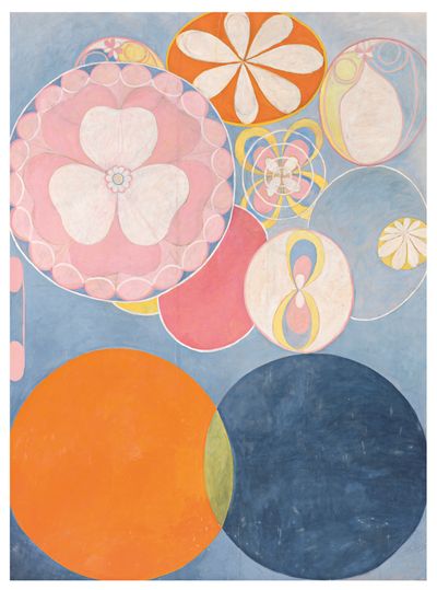 希尔玛·阿芙·克林特，《组画四，十大，No.3，青年》，1907。纸上坦培拉覆于布面，321×240cm。图片提供：Hilma af Klint Foundation。摄影：斯德哥尔摩现代美术馆。