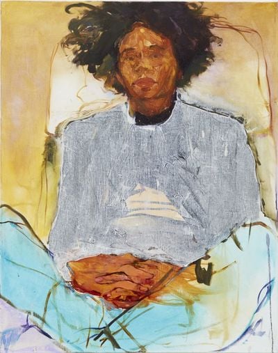 Jennifer Packer, Jess (2018). Oil on canvas. 76.2 x 61 cm. Collection of Ursula Burns. Photo: Jason Wyche.