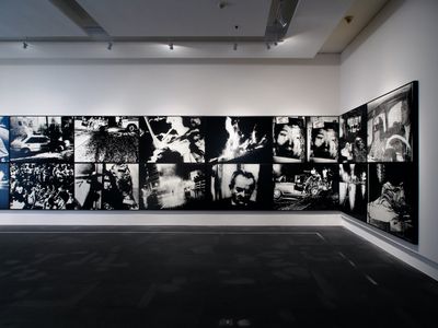 An installation image of Daido Moriyama's series of photography works titled 'Scandalous' (c. 1960/2016) in the PROVOKE –Opposing Centrism exhibition at Kuandu Museum of Fine Arts, Taipei