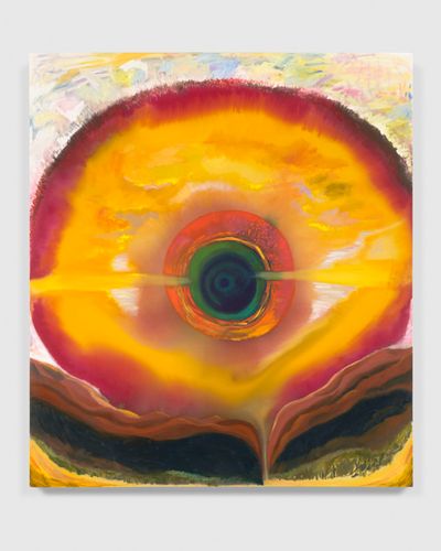 Shara Hughes, The Sun (2021). Oil, acrylic and dye on canvas. 172.5 x 152.5 cm.