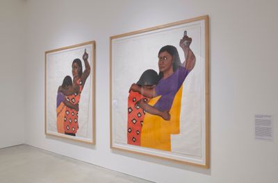 Sutapa Biswas, As I Stood, Listened and Watched, My Feelings Were This Woman Is Not For Burning (1985-1986). Exhibition view: Kettle's Yard, Cambridge (16 October 2021–20 January 2022).
