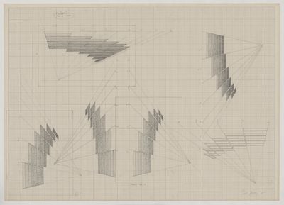 Tess Jaray, Study for Always Now (1981). Pencil on graph paper. 41.4 x 57.5 cm.