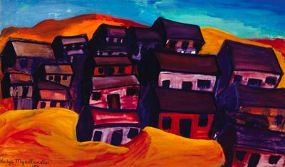 Gladys Mgudlandlu, House in the hills (1971). Iziko South African National Gallery Collection.