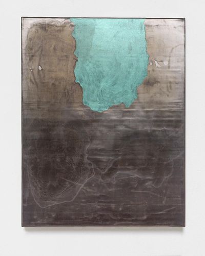 Michael Sailstorfer, Heavy Eyes 46 BLUE BROWN (2021). Lead, eyeshadow. 115 x 90 cm.