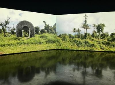 ikkibawiKrrr, Tropical Story (2022). Two-channel video installation. Exhibition view: Museum of Natural History Ottoneum, documenta fifteen, Kassel (18 June–25 September 2022). Photo: Stephanie Bailey.