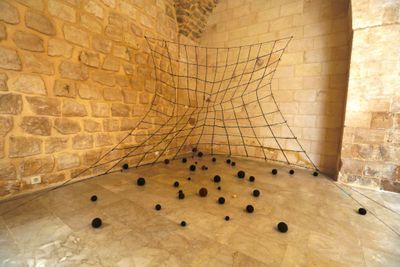 Fatoş İrwen, Safety Net (Safety Net for Women) (2017–2020). Installation with hair. Dimensions variable. Exhibition view: 5th Mardin Biennial, The Promise of Grass, International Design Foundation Gallery, Mardin (20 May–20 June 2022).
