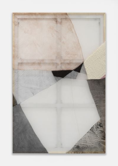 Martha Tuttle, thinking about Simone Weil (2022). Silk, dye, pigment, thread. 182.88 x 121.92 cm.