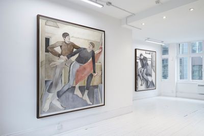 William Brickel, The Landing (2022). Watercolour on cotton paper. 180 x 153 cm. Exhibition view: The Artist Room, London (5–28 May 2022). © William Brickel.