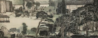 Lee Yih-hong, Roaming the Garden (1995). Ink and colours on paper. 193 x 490 cm.