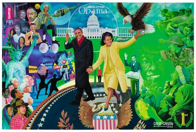 Chéri Chérin, Revolution Obama (2009). Acrylic and oil on canvas. 200 x 300 cm.