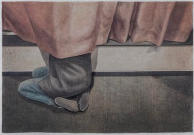 Yooyun Yang, Beholder (2019). Acrylic on Korean paper (jangji). 150 x 210 cm.