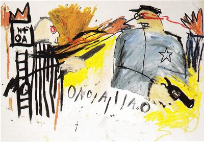 Jean-Michel Basquiat, Untitled (Sheriff) (1981). Collection of Carl Hirschmann. © Estate of Jean-Michel Basquiat. Licensed by Artestar, New York.