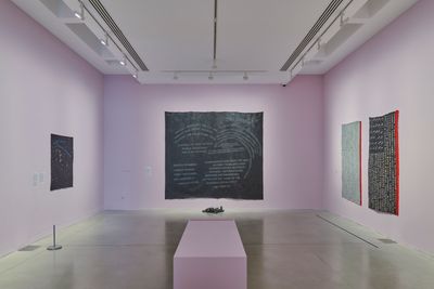 Exhibition view: Howardena Pindell, A New Language, Kettle's Yard, Cambridge (2 July–30 October 2022).