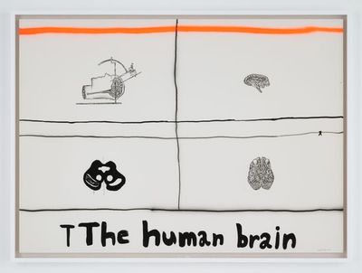 Sim Raejung, the Human Brains (2022). Ink, paint spray on paper. 79 x 110 cm.
