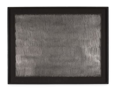 Lee Ufan, Untitled (1976). Graphite on black paper. 55 x 75 cm.