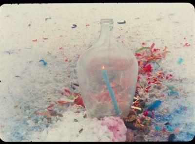 Still from Julia Feyrer and Tamara Henderson's Bottles Under the Influence, 2012, 16mm film, color, optical sound, 9:42 min.