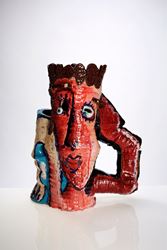 Angus Gardner, Pink Boy with Arms (2018). 46 x 37 x 18 cm. Earthenware & glaze. Courtesy Gallery 9.