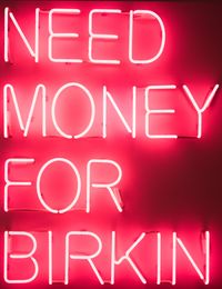 Need Money for Birkin (White + Pink Neon) by Beau Dunn contemporary artwork sculpture