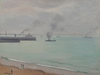 Fumées devant les jetées, Boulogne-sur-mer by Albert Marquet contemporary artwork painting