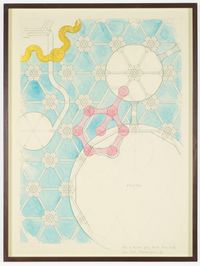 Untitled (Plan of Staircase going through three levels, Inner Circle, Onomatopeia Zoo) by Charles Avery contemporary artwork works on paper, drawing