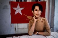 Daw Aung San Suu Kyi, nonviolent activist and winner of the 1991 Nobel Peace Prize, Rangoon, Burma (Myanmar) by Steve McCurry contemporary artwork photography